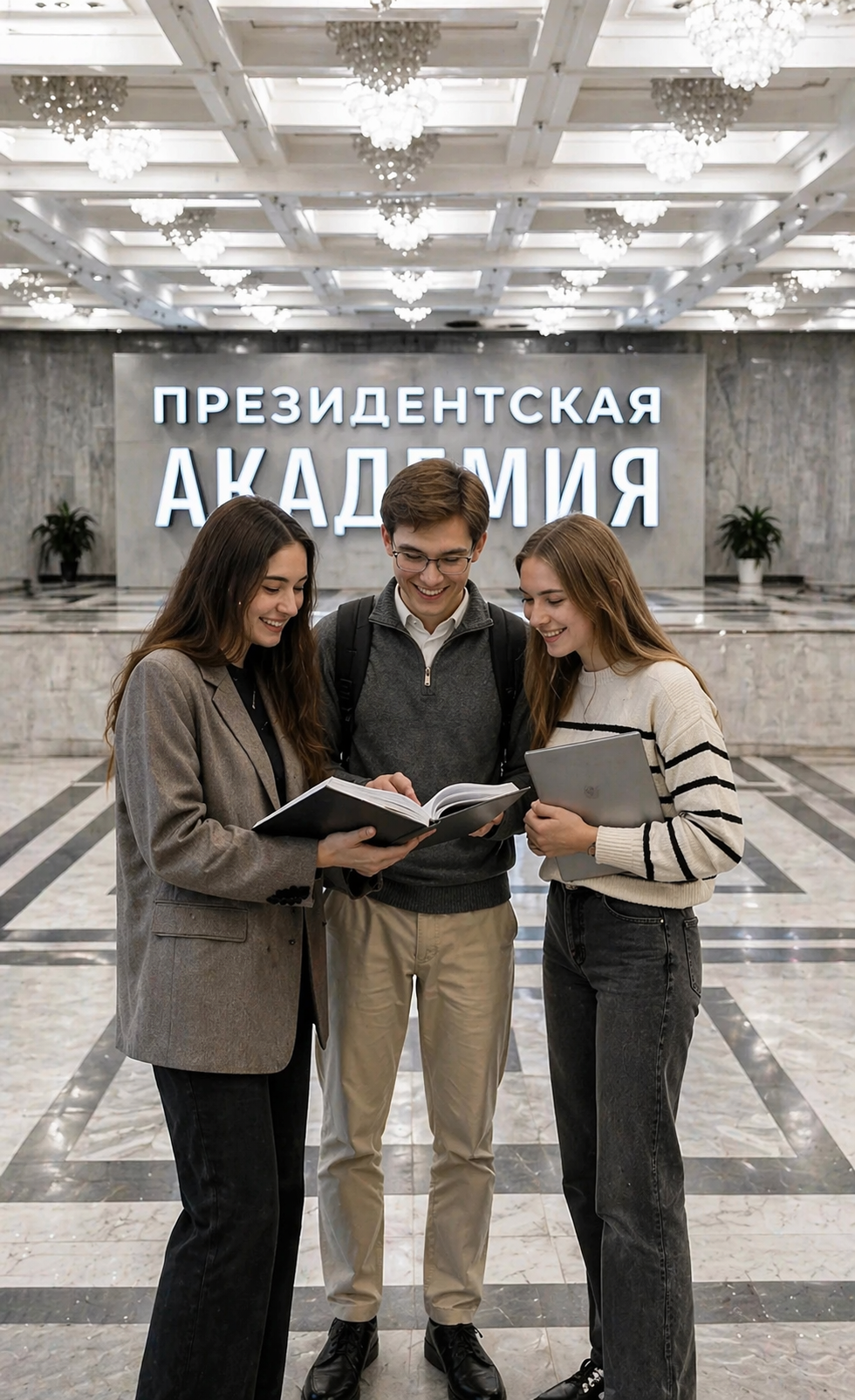 Студенты магистратуры обсуждают учебные материалы в Президентской академии